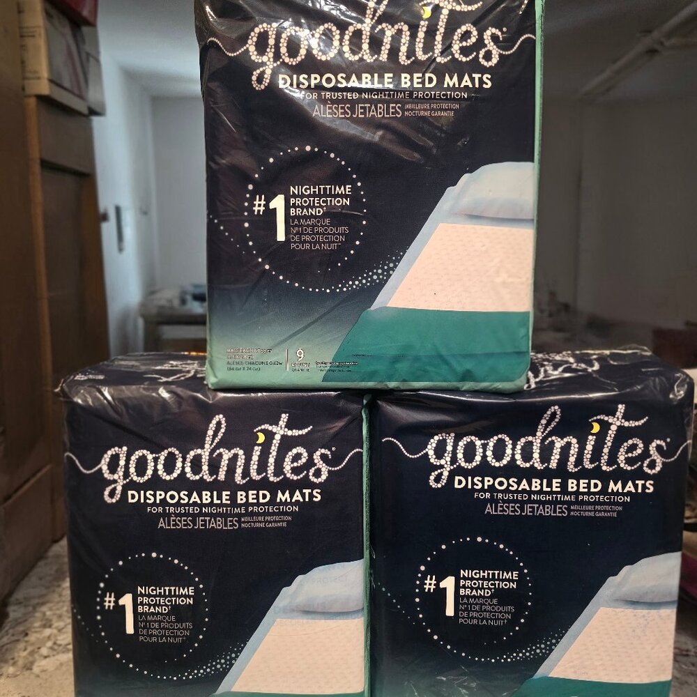 (3) packs of Goodnites Disposable Bed Mats